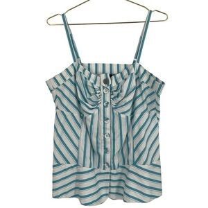 Torrid Blue and White Camisole with Ruched Detail size 1